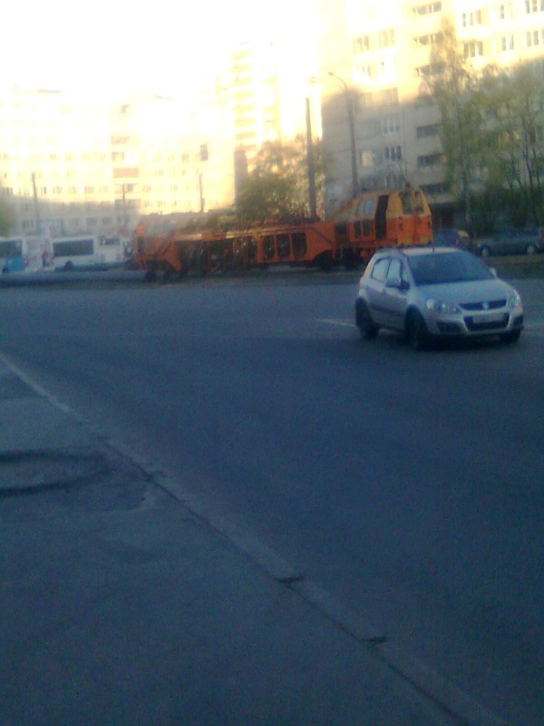 Купчино: Ремонтный трамвай на ул.Димитрова